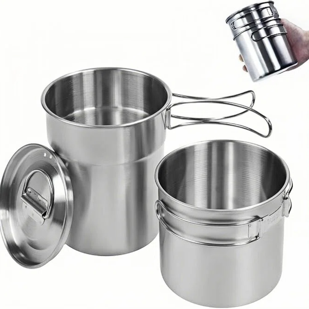 Camping Cooking Set - أكواب قابلة للطي للتخييم، أواني طهي