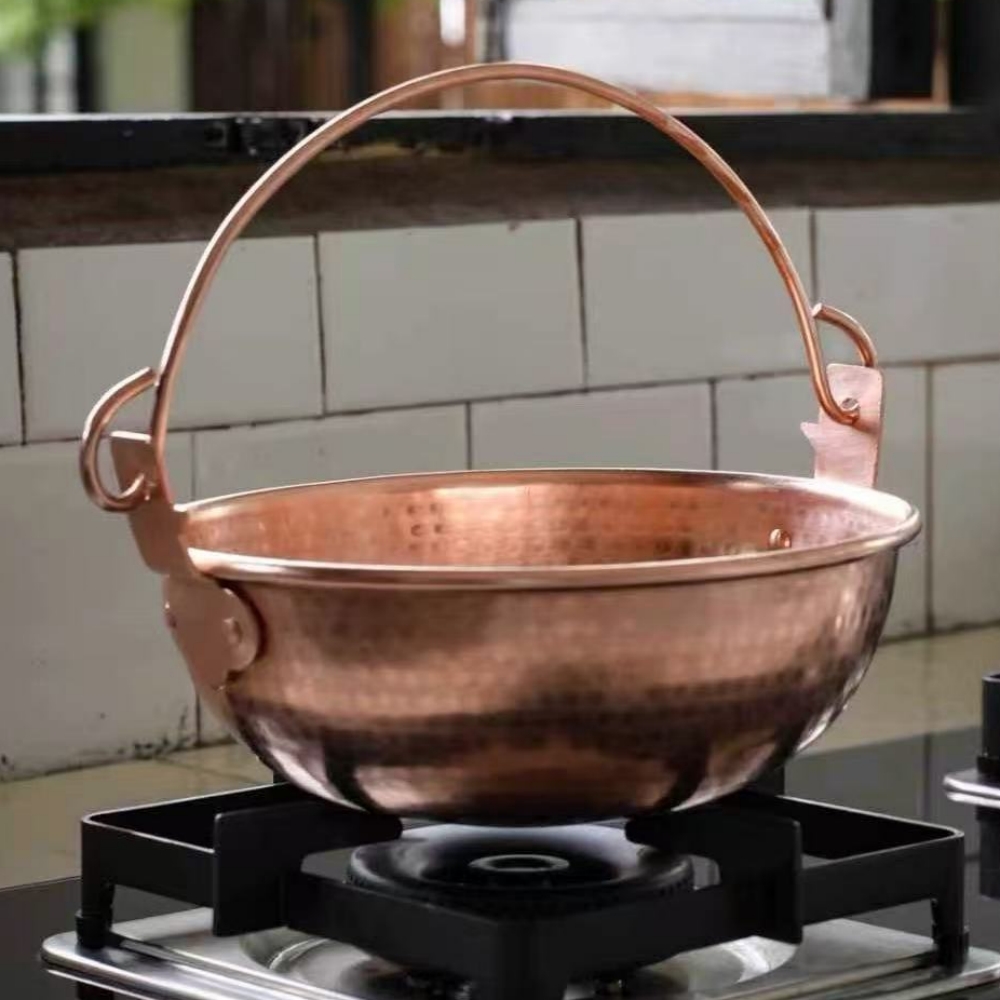 Camping Cooking Pot - وعاء معلق نحاسي عتيق، وعاء سميك