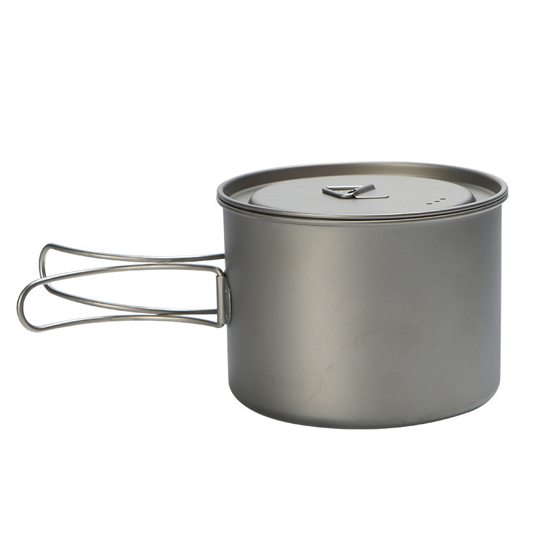 Camping Cooking Set - وعاء طبخ تيتانيوم بمقبض معلق ،