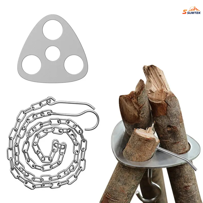 Camping Cooking Tripod - الفولاذ المقاوم للصدأ المحمولة التخييم ترايبود