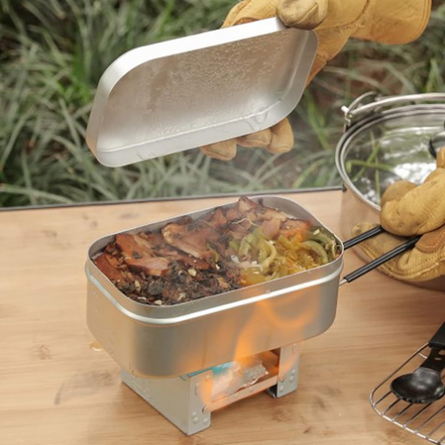 Camping Cooking Pot - مقبض صندوق بينتو قابل للطي، حاوية