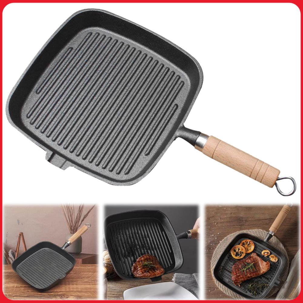 Skillet Cast Iron Camp - مقلاة شواء من الحديد بمقبض خشبي