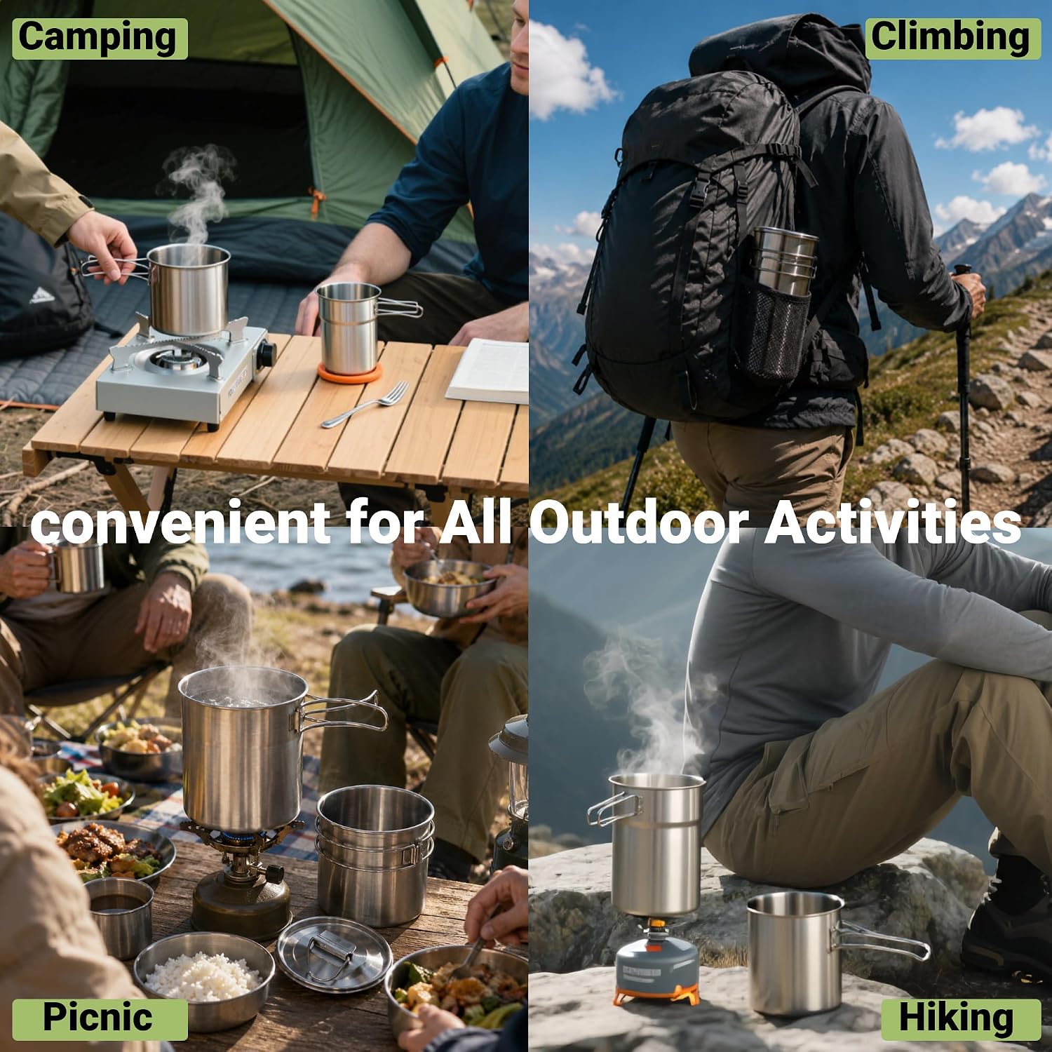 أكواب قابلة للطي للتخييم، أوان - مراجعة Camping Cooking Set وسعره
