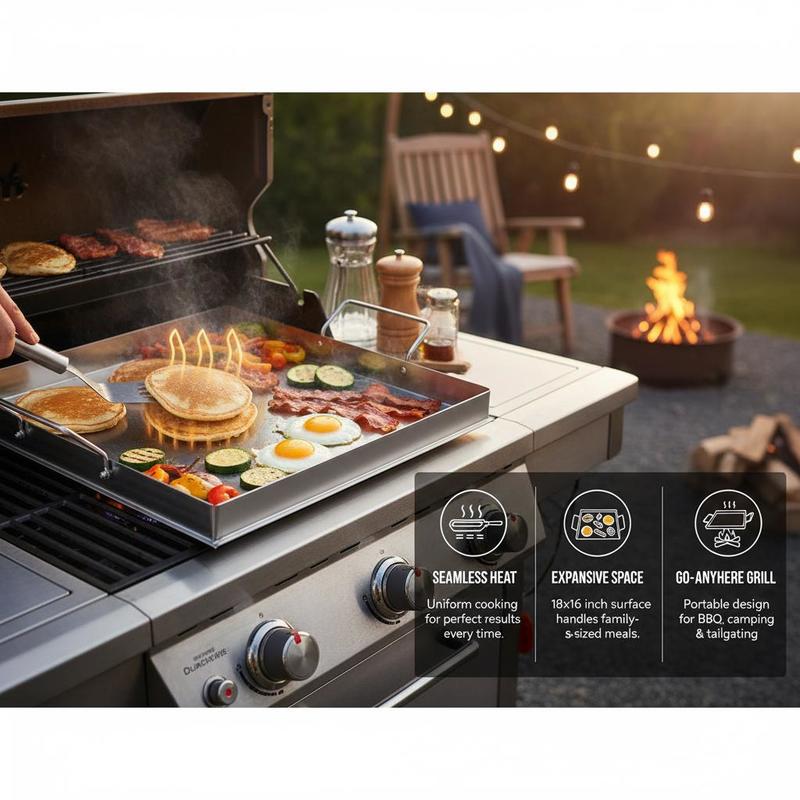 شواية مسطحة عالمية مقاس 18x16  - مراجعة Camping Cooking Set وسعره
