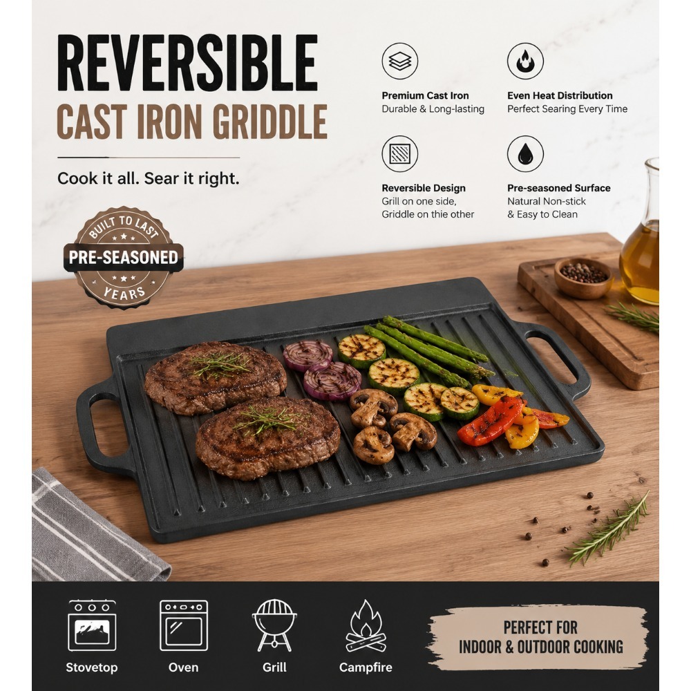 شواية حديدية مسبقة التتبيل مقا - مراجعة Skillet Cast Iron Camp وسعره