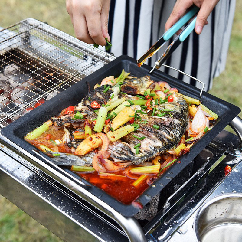 مقلاة شواء مربعة سميكة للاستخد - مراجعة Camping Cooking Set وسعره