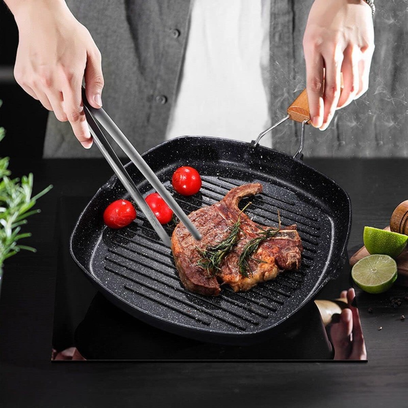مقلاة شواء مربعة للستيك مع مقب - مراجعة Skillet Cast Iron Camp وسعره