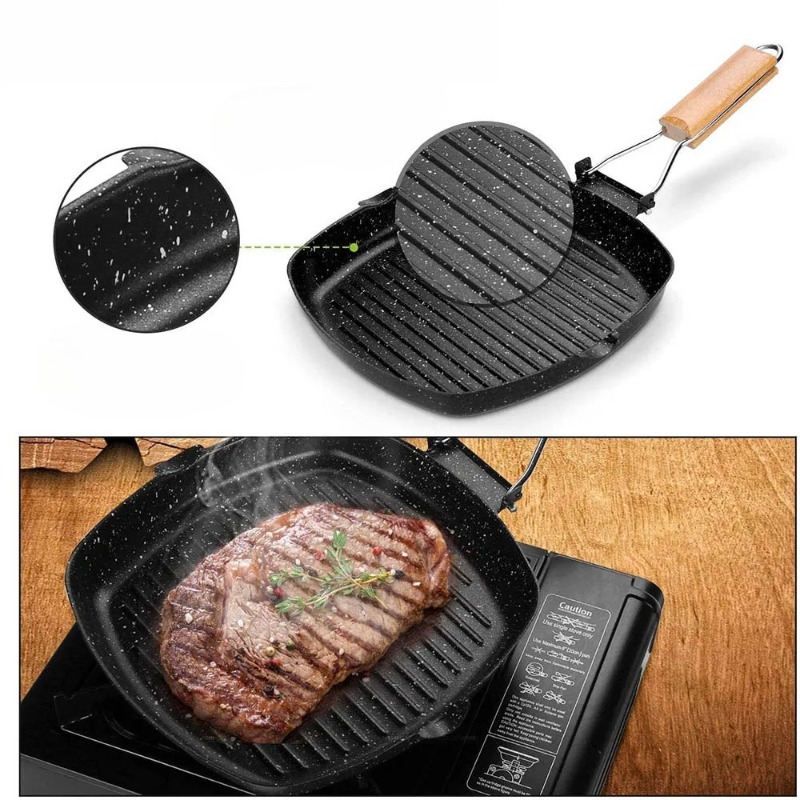 مقلاة شواء مربعة للستيك مع مقب - مراجعة Skillet Cast Iron Camp وسعره