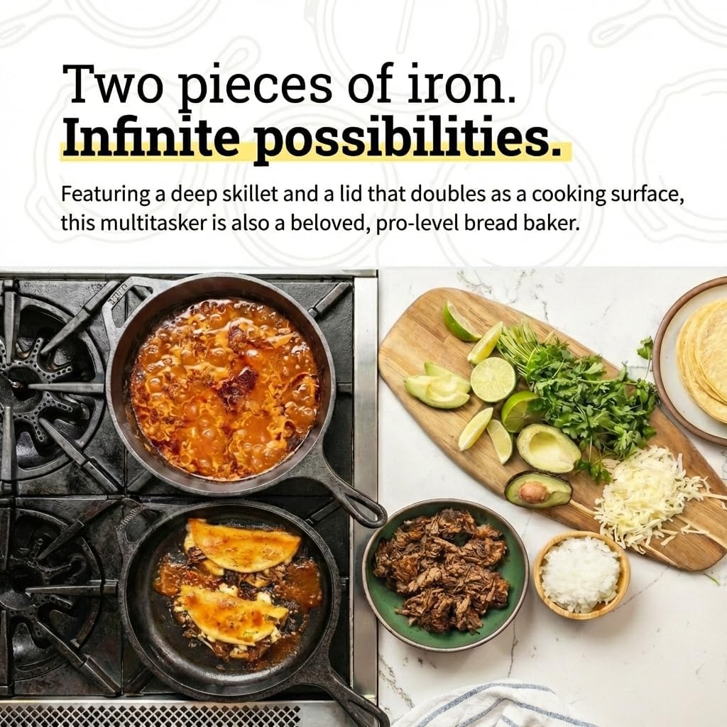 طقم طهي متعدد الاستخدامات من ا - مراجعة Skillet Cast Iron Camp وسعره
