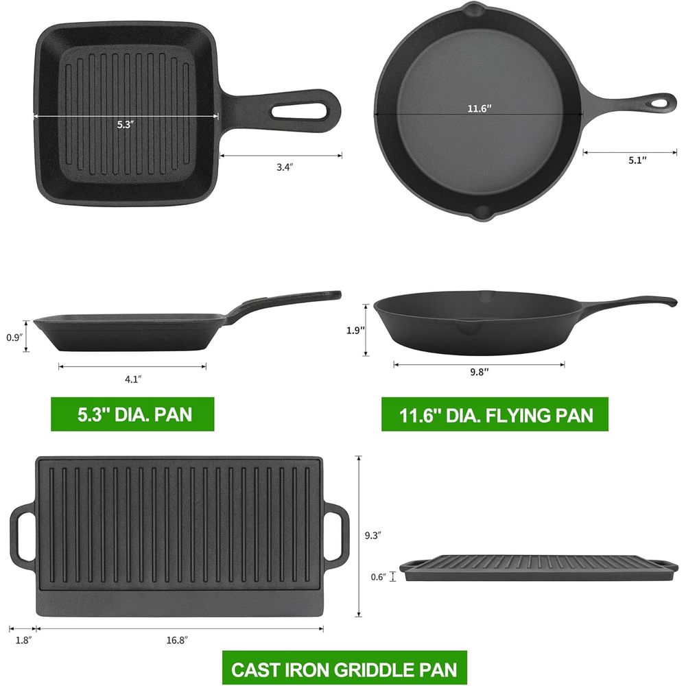 طقم طهي من 8 قطع من الحديد الز - مراجعة Skillet Cast Iron Camp وسعره